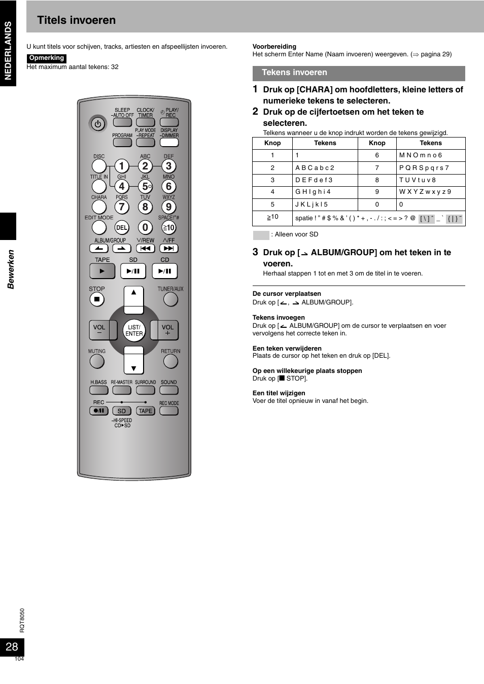 Titels invoeren | Panasonic SCPM71SD User Manual | Page 104 / 192