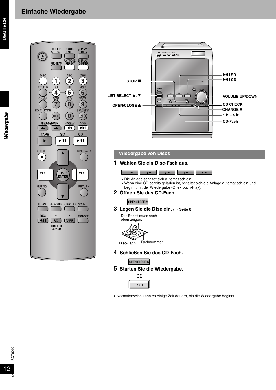 Einfache wiedergabe | Panasonic SCPM71SD User Manual | Page 12 / 192