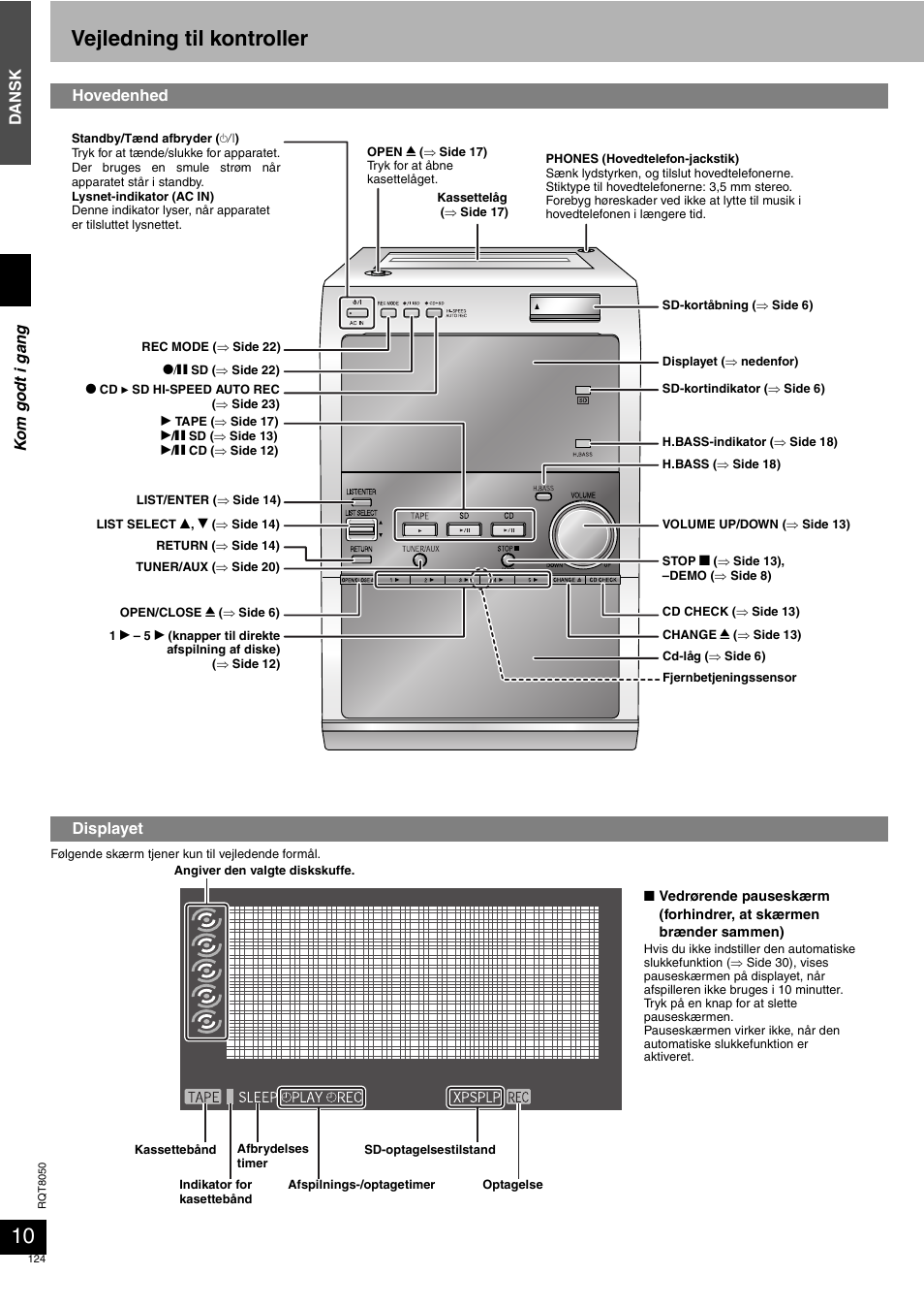 Vejledning til kontroller | Panasonic SCPM71SD User Manual | Page 124 / 192