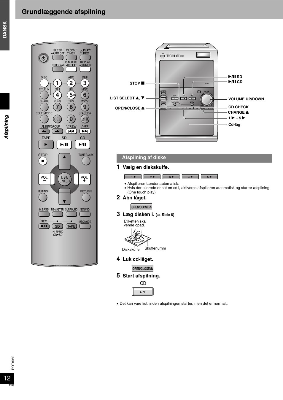 Grundlæggende afspilning | Panasonic SCPM71SD User Manual | Page 126 / 192