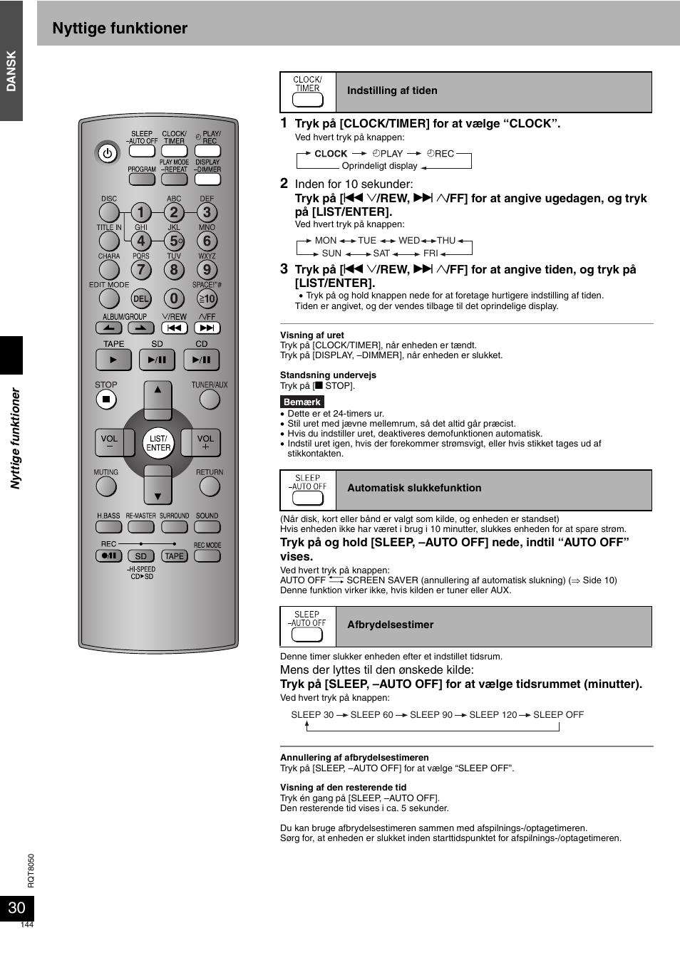 Nyttige funktioner | Panasonic SCPM71SD User Manual | Page 144 / 192