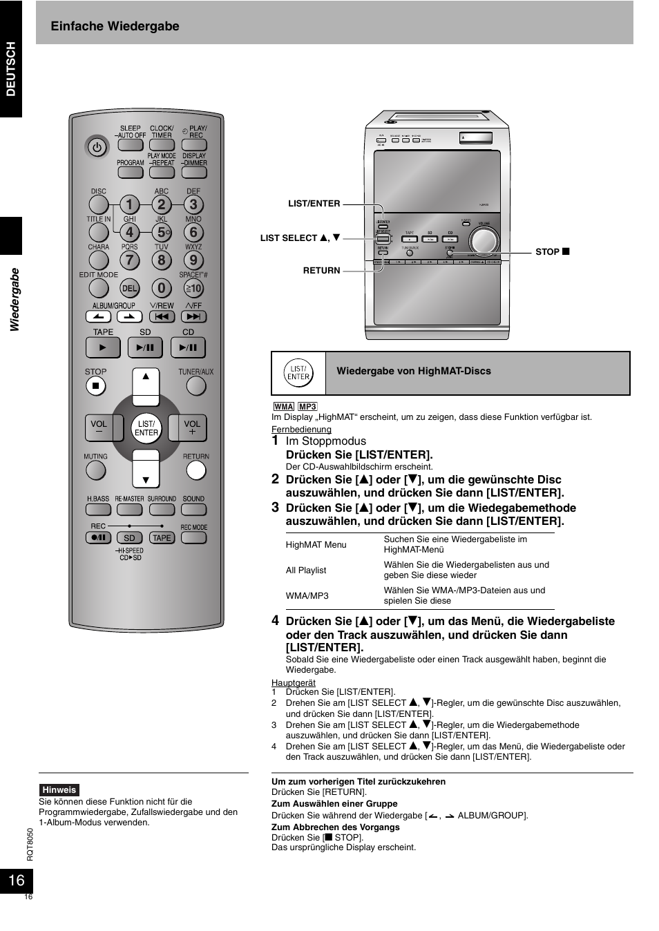 Einfache wiedergabe | Panasonic SCPM71SD User Manual | Page 16 / 192