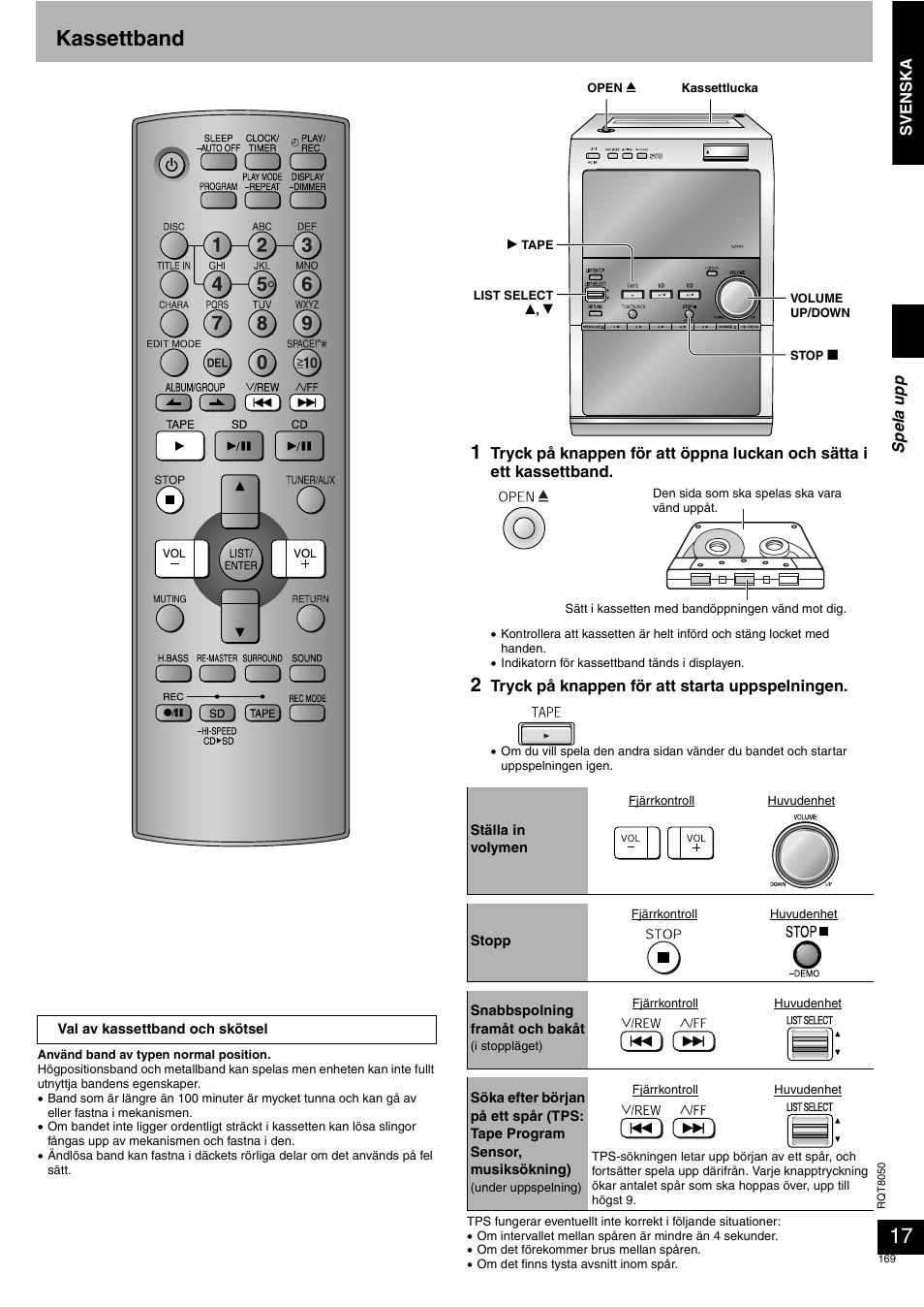 Kassettband | Panasonic SCPM71SD User Manual | Page 169 / 192