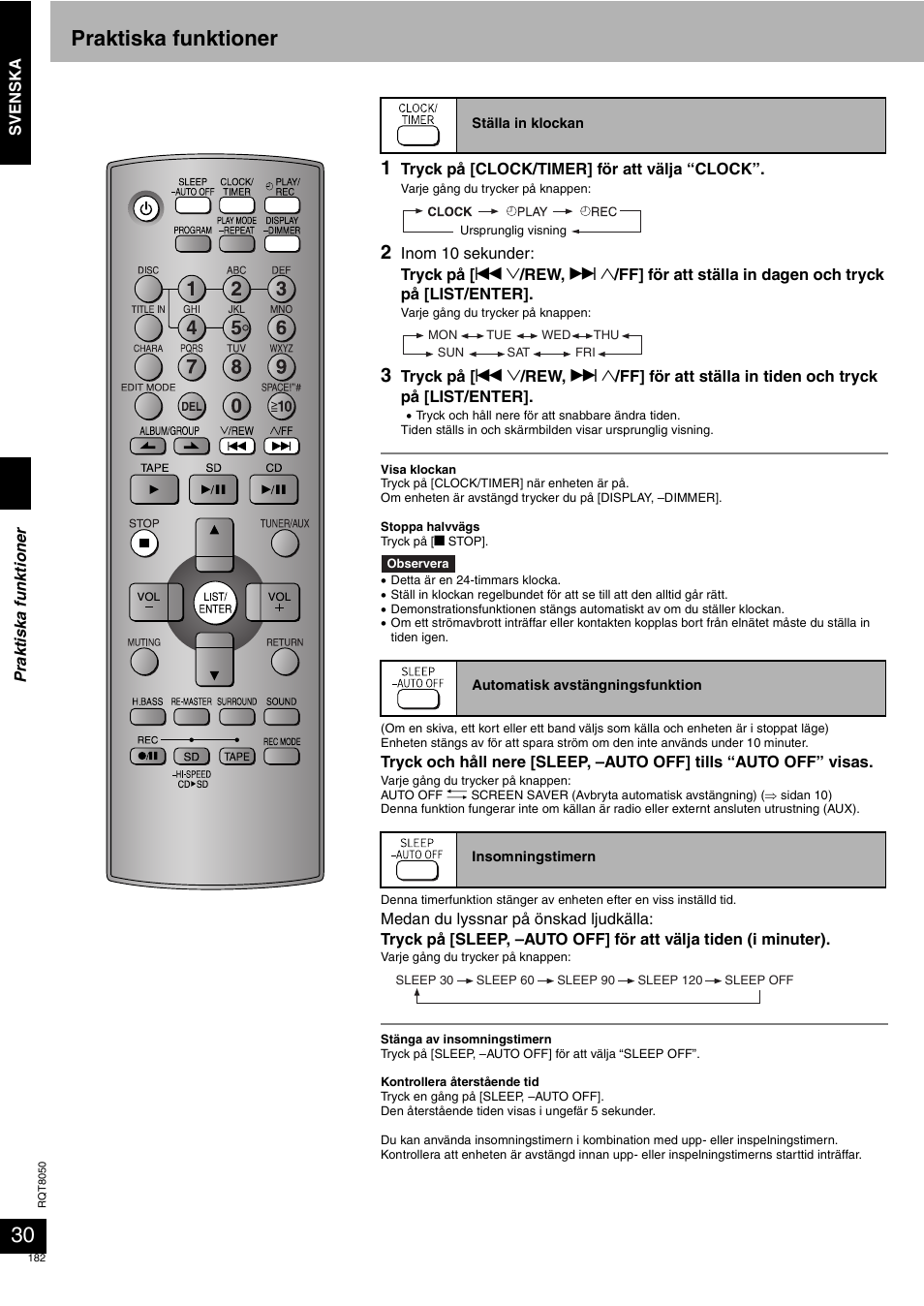 Praktiska funktioner | Panasonic SCPM71SD User Manual | Page 182 / 192