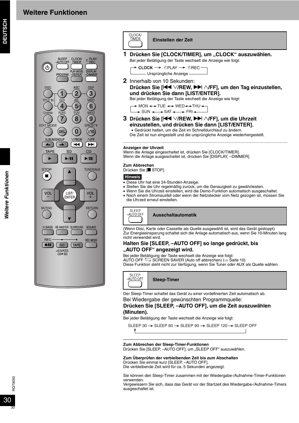 Weitere funktionen | Panasonic SCPM71SD User Manual | Page 30 / 192