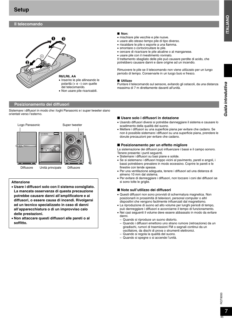 Setup | Panasonic SCPM71SD User Manual | Page 45 / 192