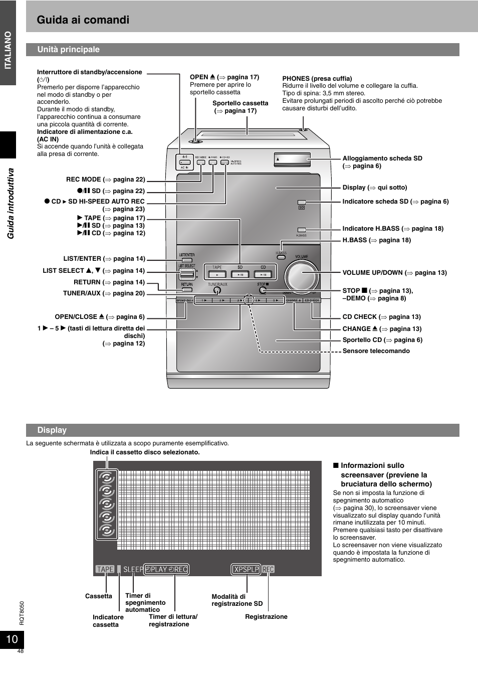 Guida ai comandi | Panasonic SCPM71SD User Manual | Page 48 / 192