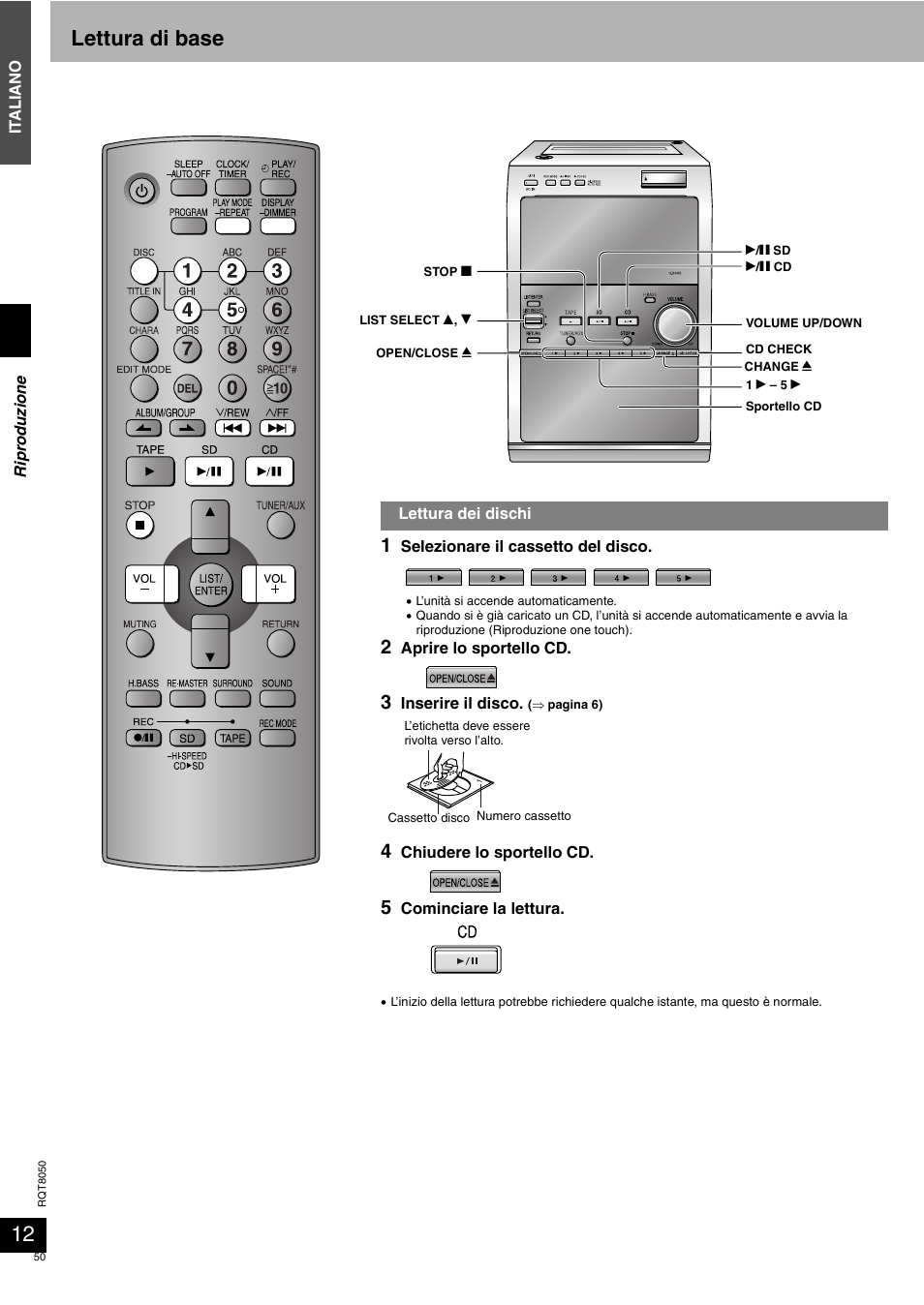 Lettura di base | Panasonic SCPM71SD User Manual | Page 50 / 192