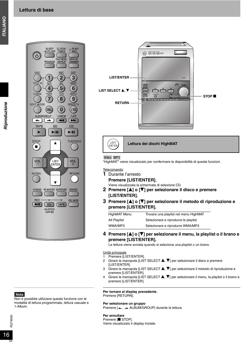 Lettura di base | Panasonic SCPM71SD User Manual | Page 54 / 192