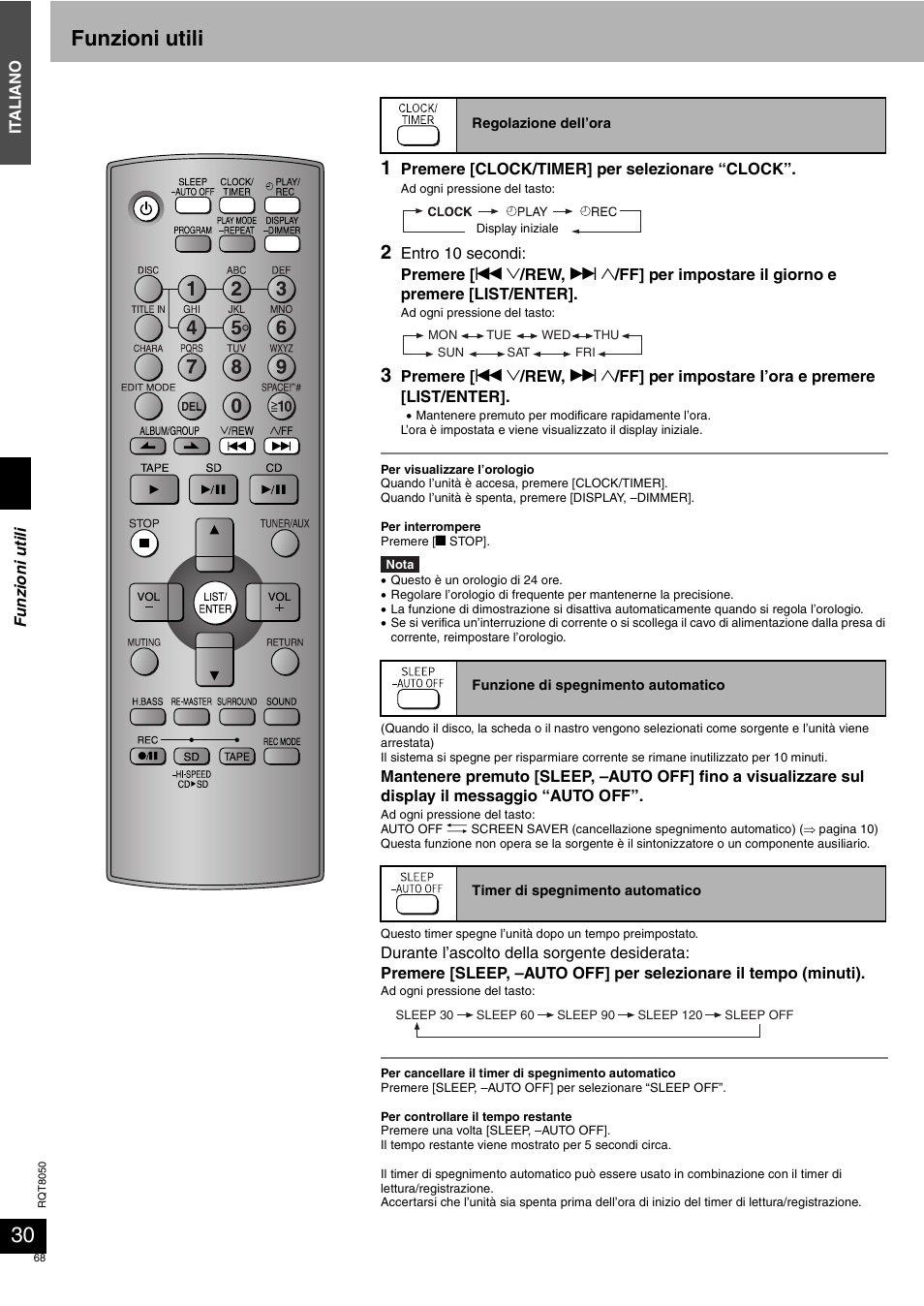 Funzioni utili | Panasonic SCPM71SD User Manual | Page 68 / 192