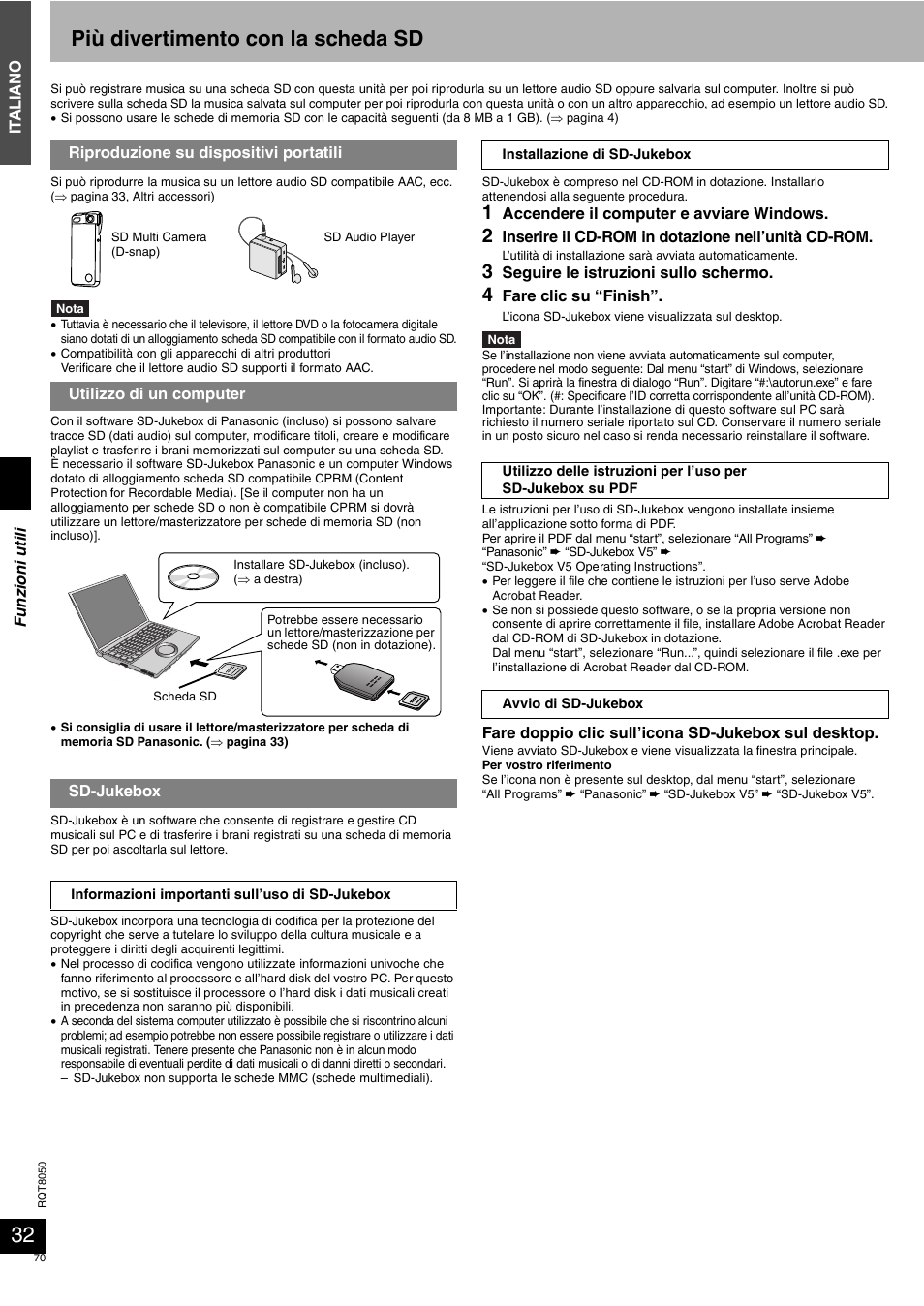 Più divertimento con la scheda sd | Panasonic SCPM71SD User Manual | Page 70 / 192