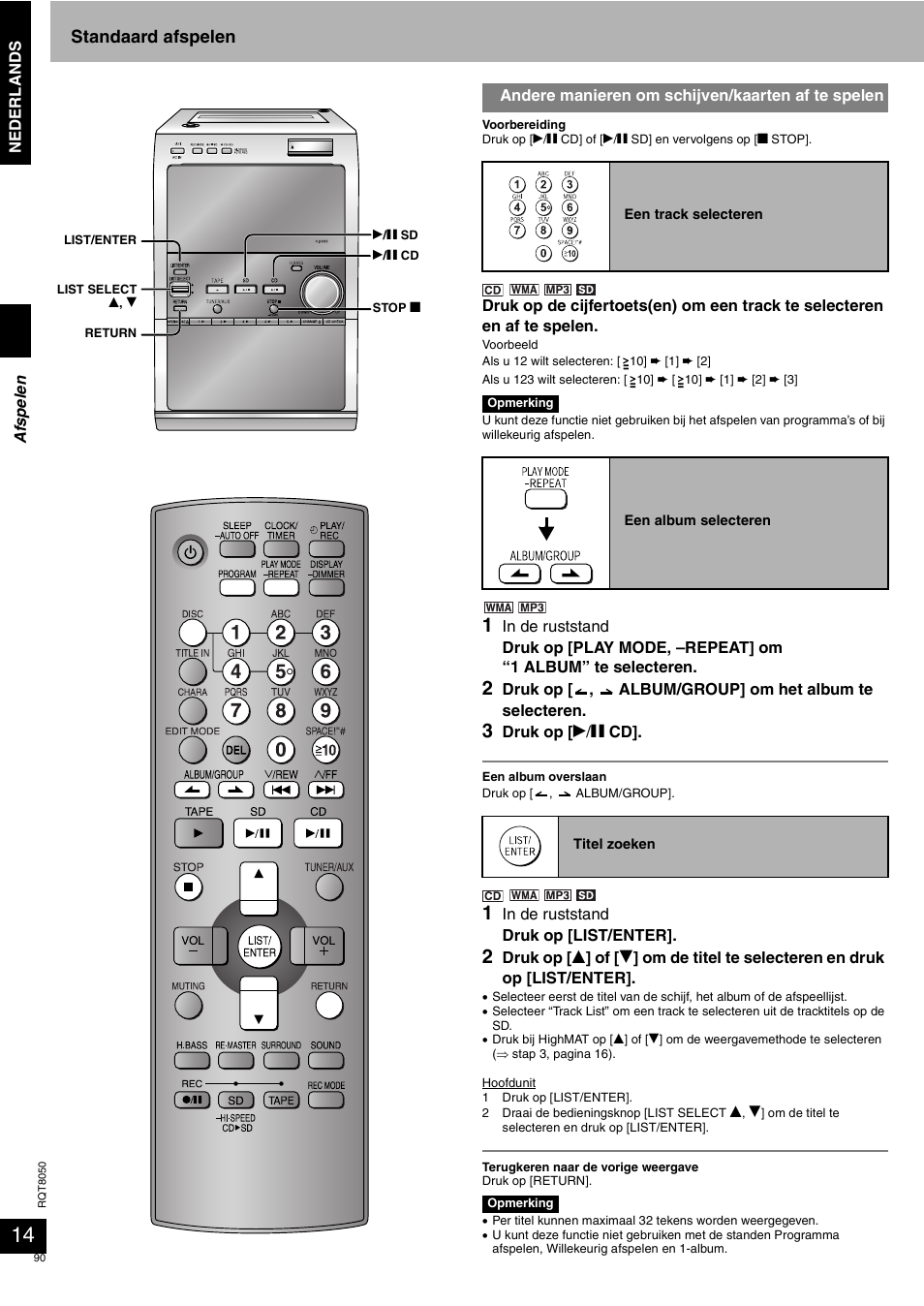 Standaard afspelen | Panasonic SCPM71SD User Manual | Page 90 / 192