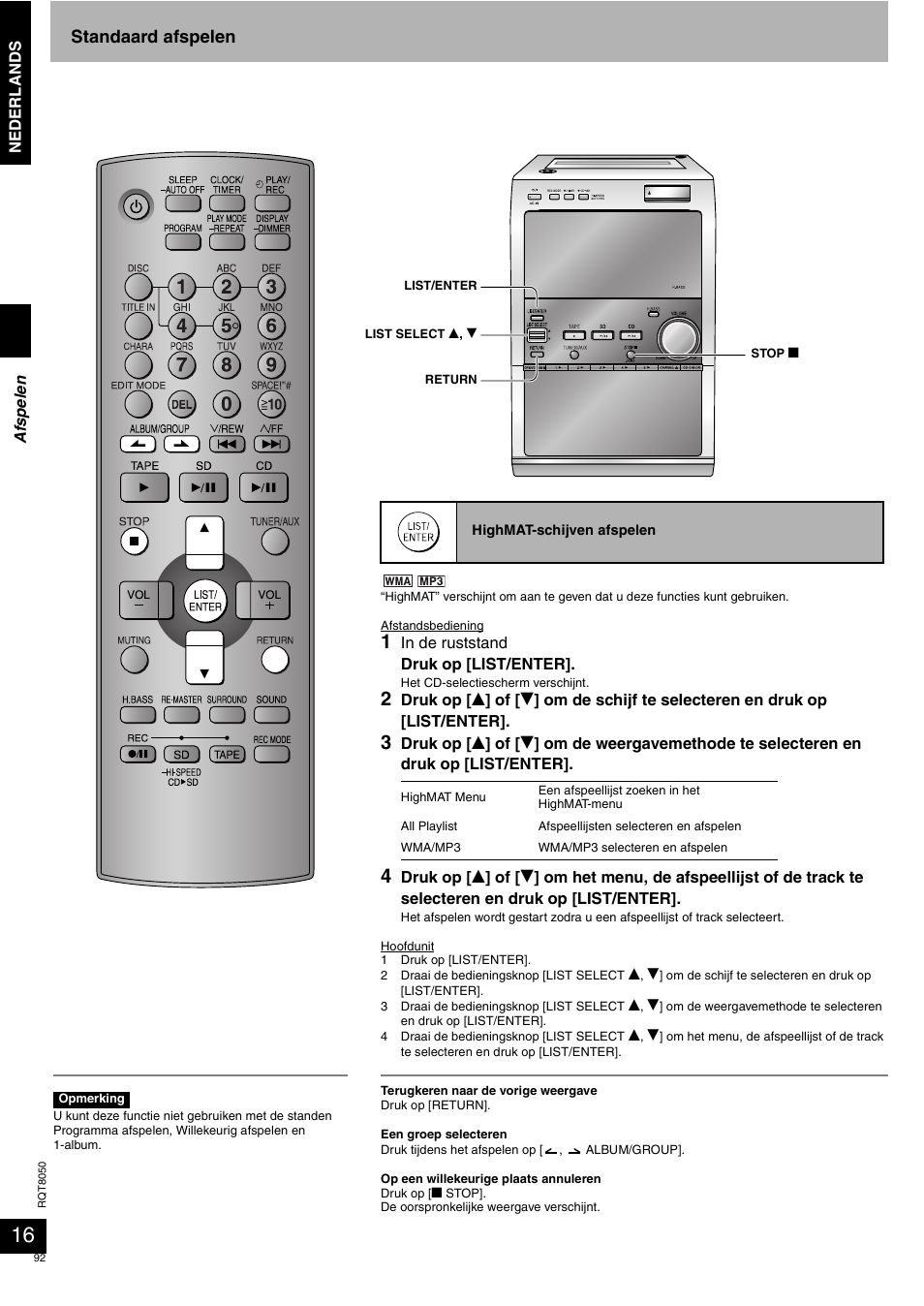 Standaard afspelen | Panasonic SCPM71SD User Manual | Page 92 / 192