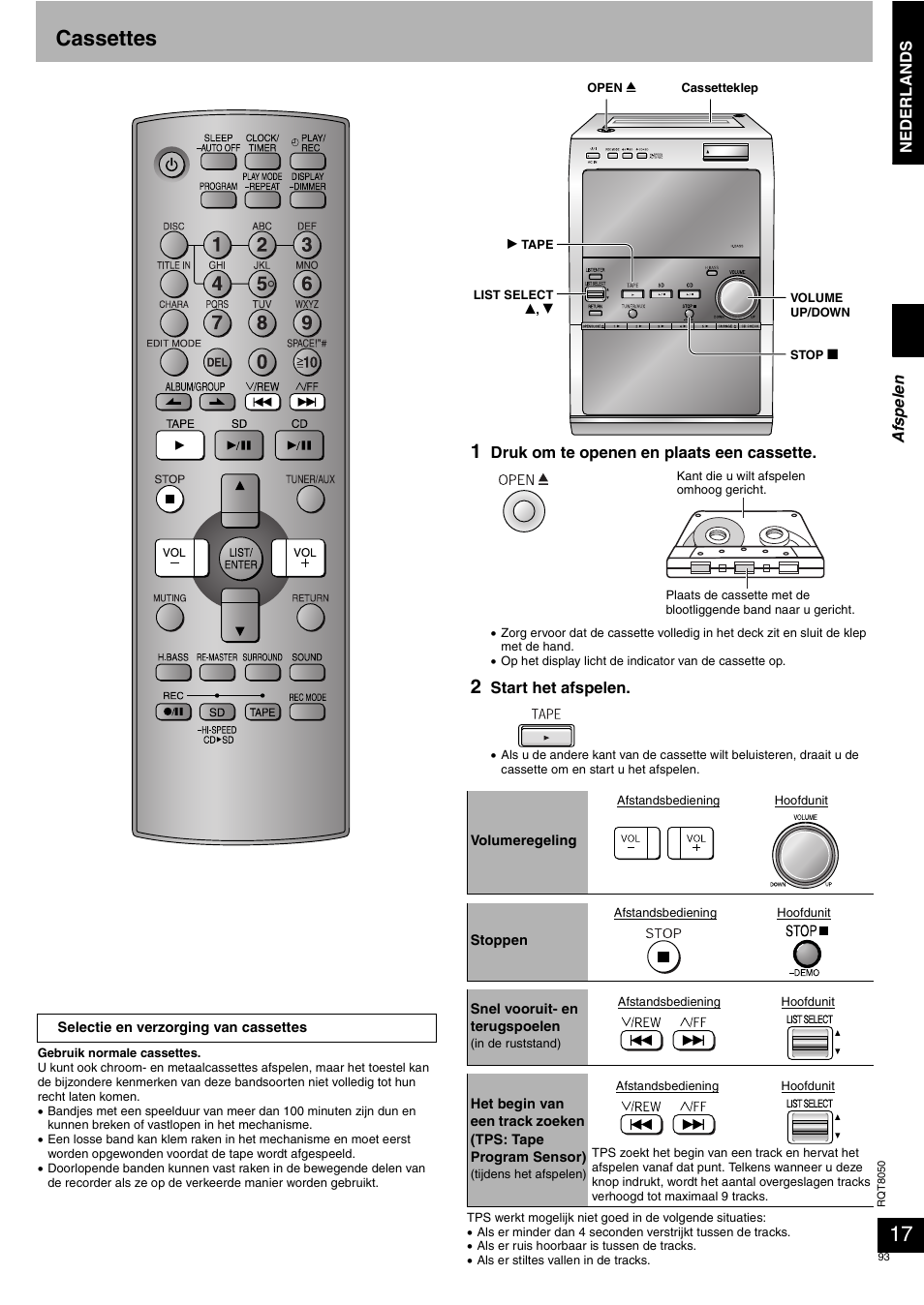 Cassettes | Panasonic SCPM71SD User Manual | Page 93 / 192