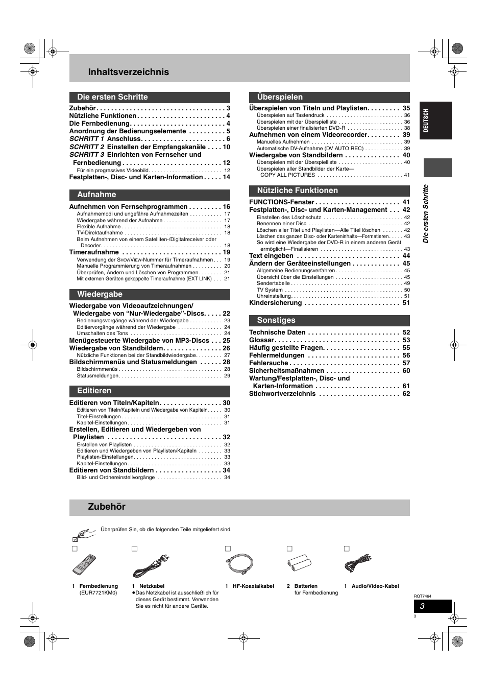 Panasonic DMRE95H User Manual | Page 3 / 124