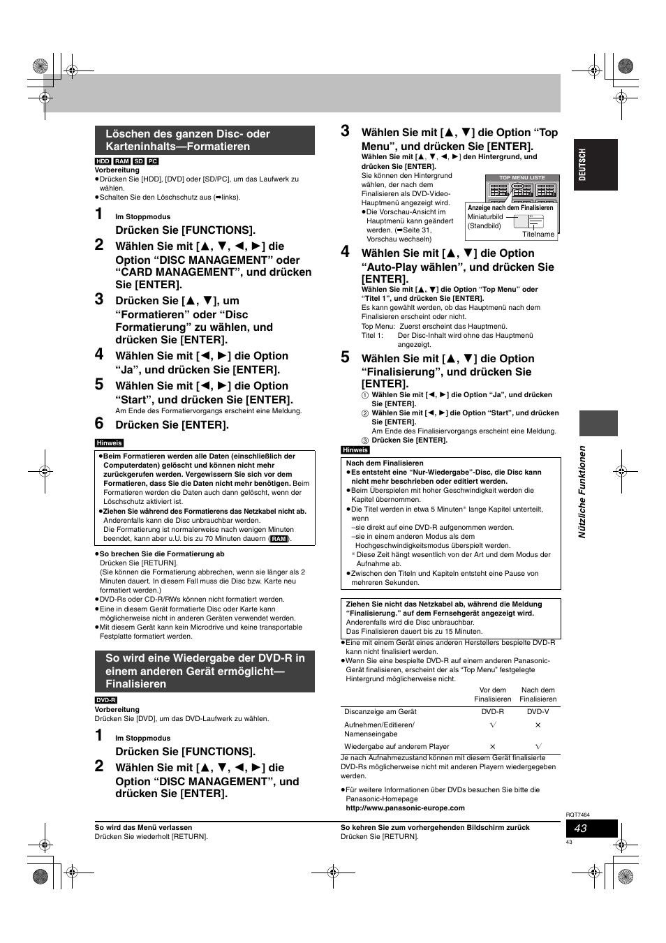 Panasonic DMRE95H User Manual | Page 43 / 124