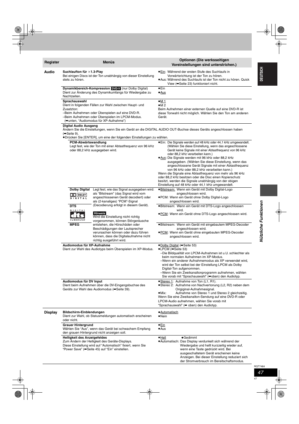 Panasonic DMRE95H User Manual | Page 47 / 124