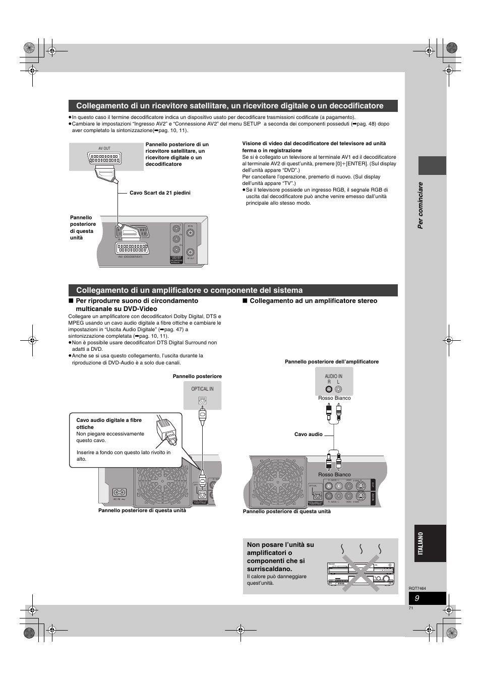 Collegamento ad un amplificatore stereo | Panasonic DMRE95H User Manual | Page 71 / 124