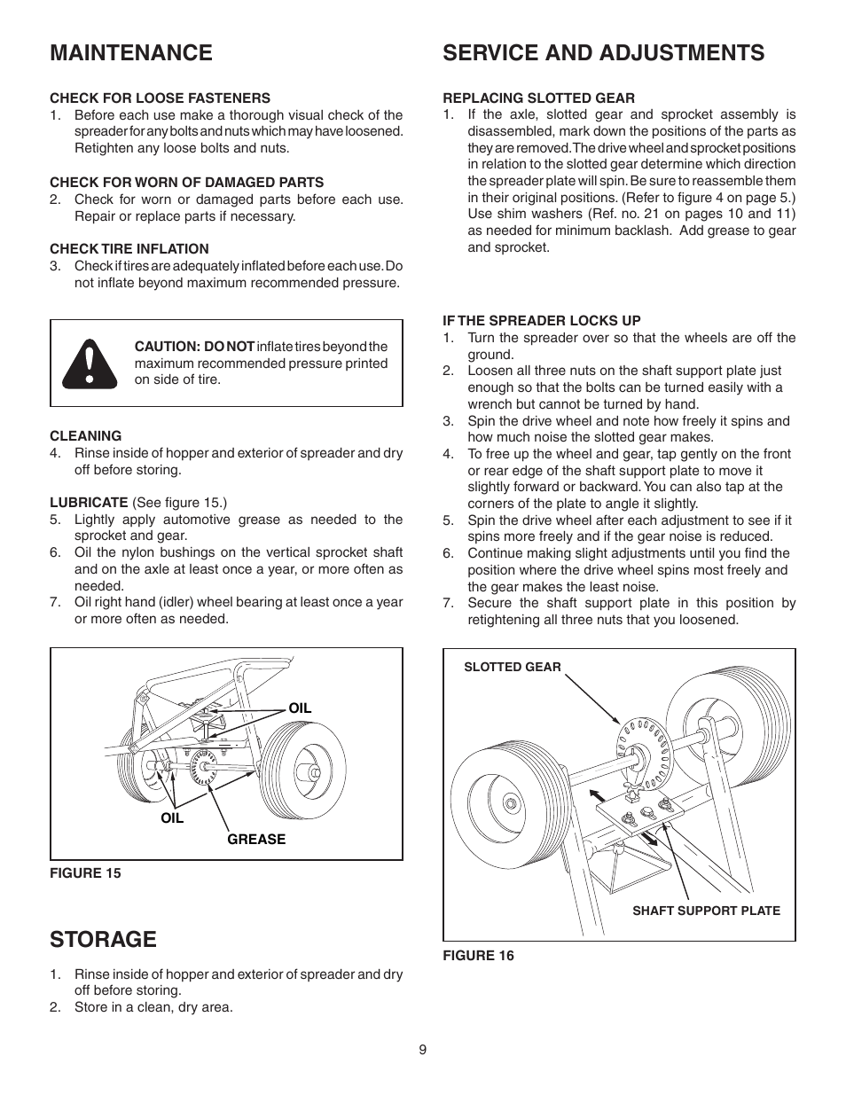 Maintenance, Storage, Service and adjustments | Agri-Fab 175 User Manual | Page 9 / 12