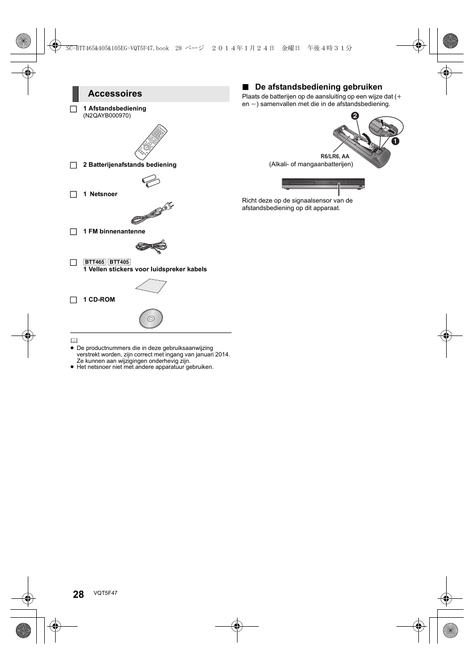 Accessoires | Panasonic SCBTT405EG User Manual | Page 28 / 72