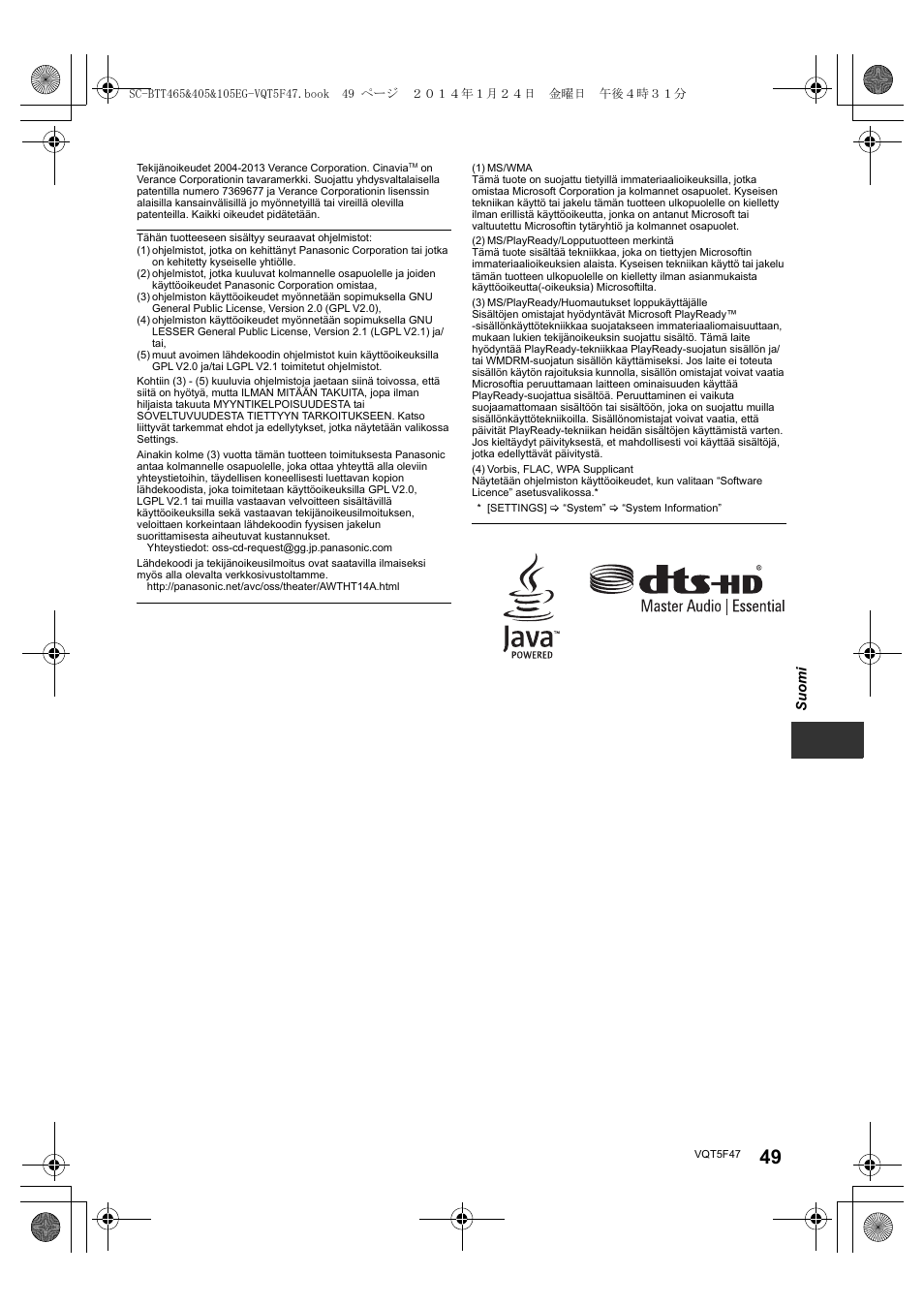 Panasonic SCBTT405EG User Manual | Page 49 / 72