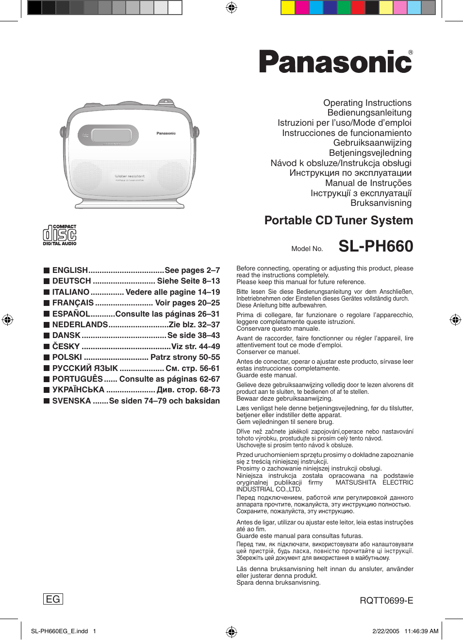 Panasonic SLPH660 User Manual | 80 pages