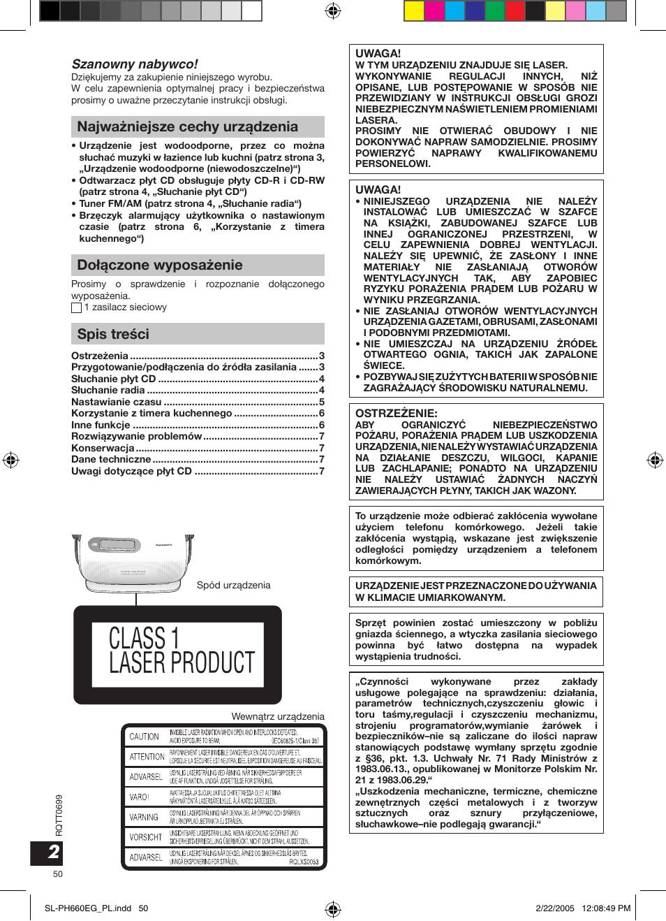 Panasonic SLPH660 User Manual | Page 50 / 80