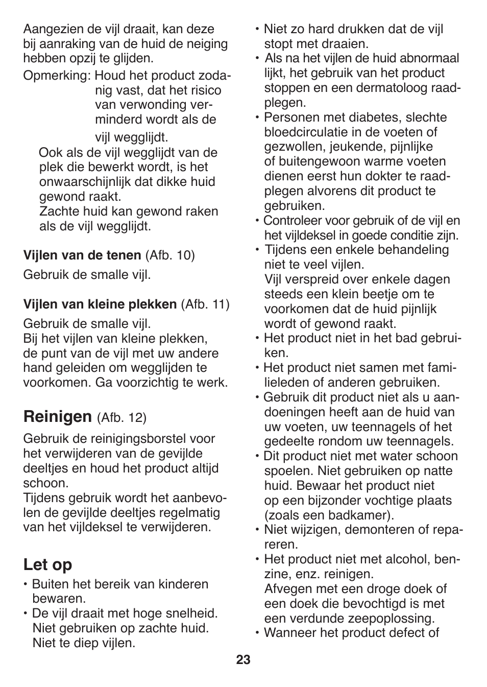 Reinigen, Let op | Panasonic ES2502 User Manual | Page 23 / 80