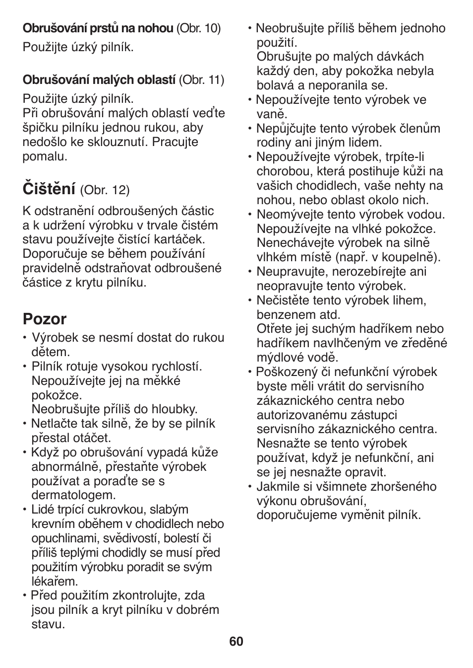 Čištění, Pozor | Panasonic ES2502 User Manual | Page 60 / 80