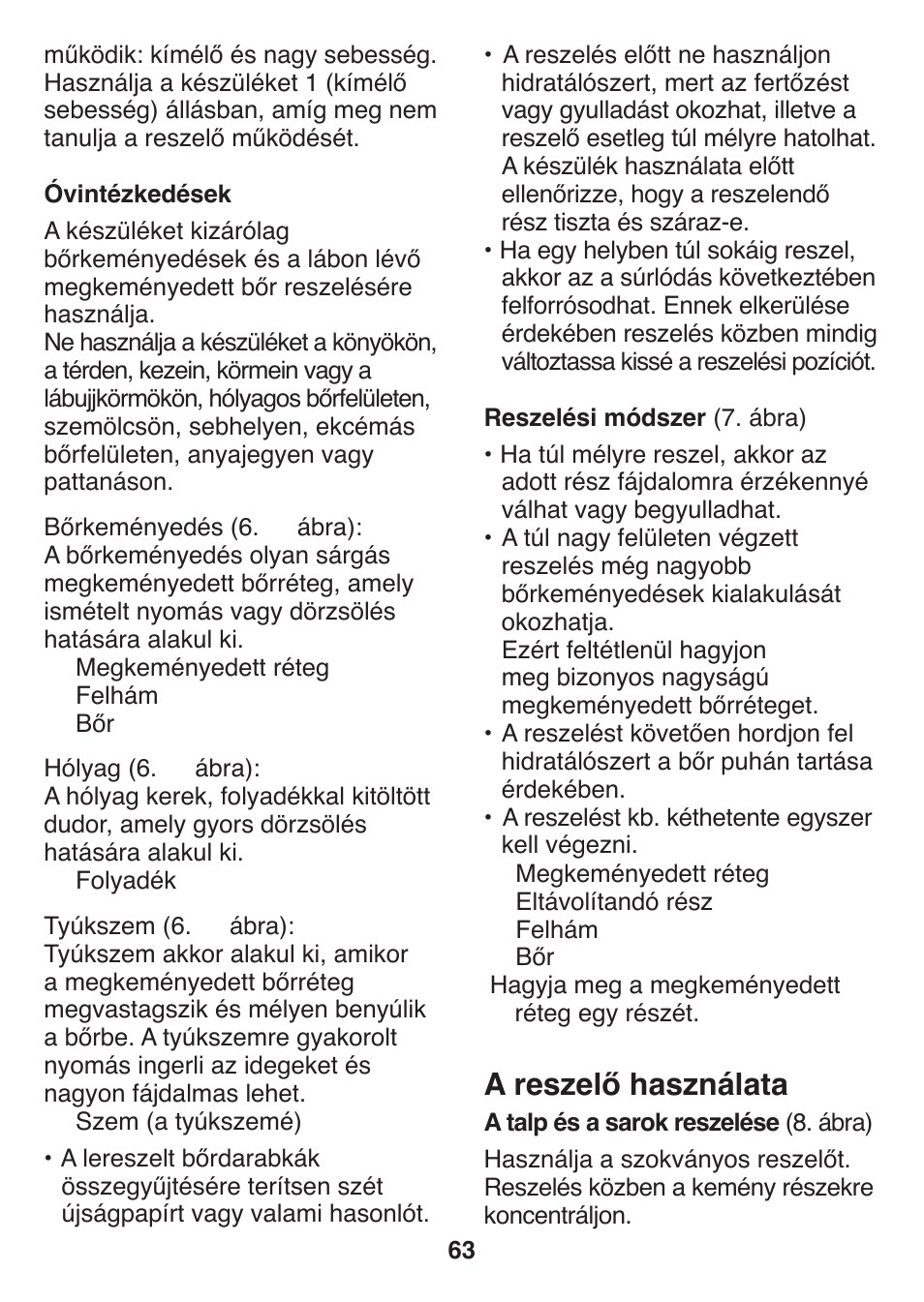 A reszelő használata | Panasonic ES2502 User Manual | Page 63 / 80