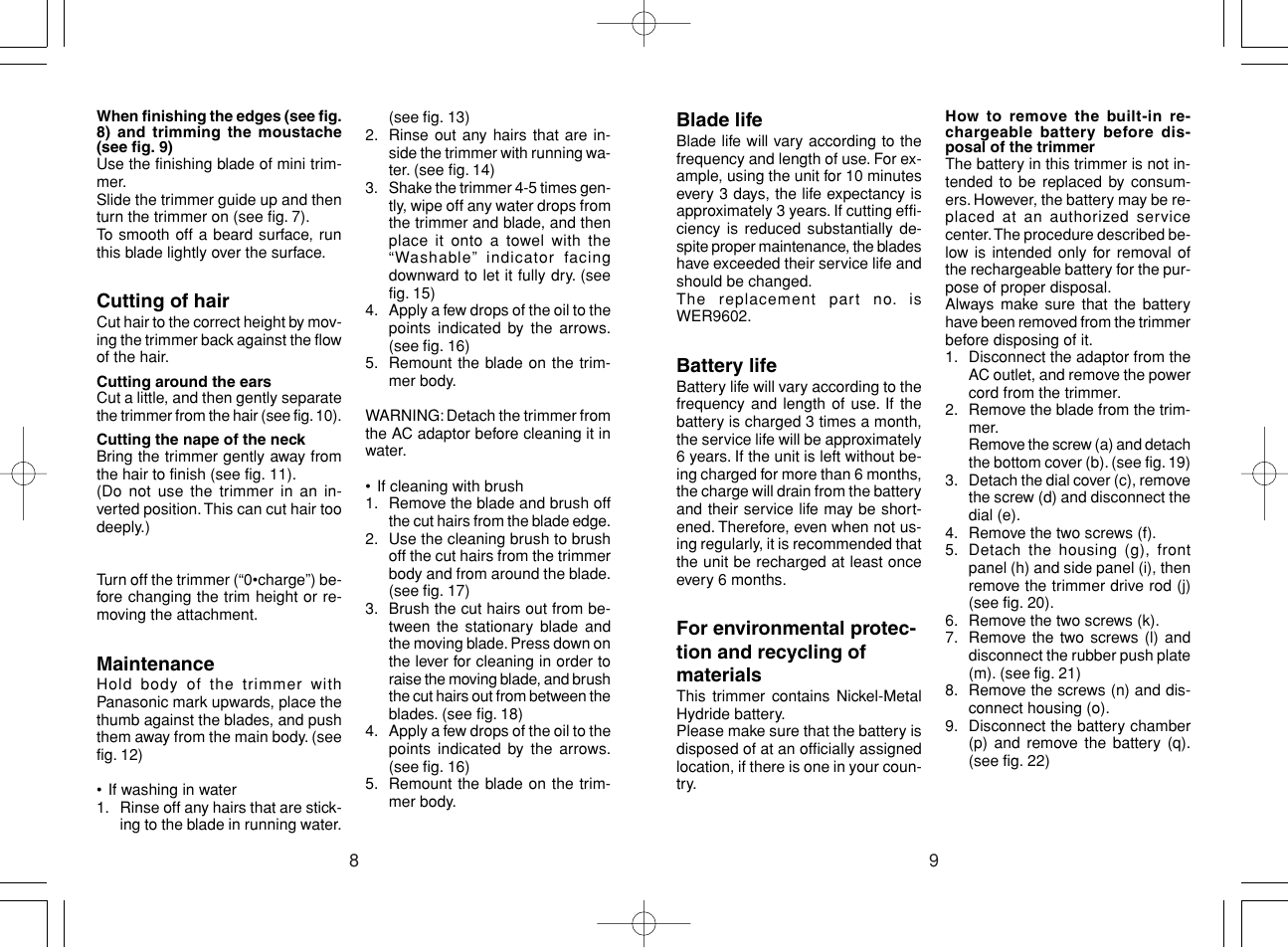 Panasonic ER221 User Manual | Page 5 / 53