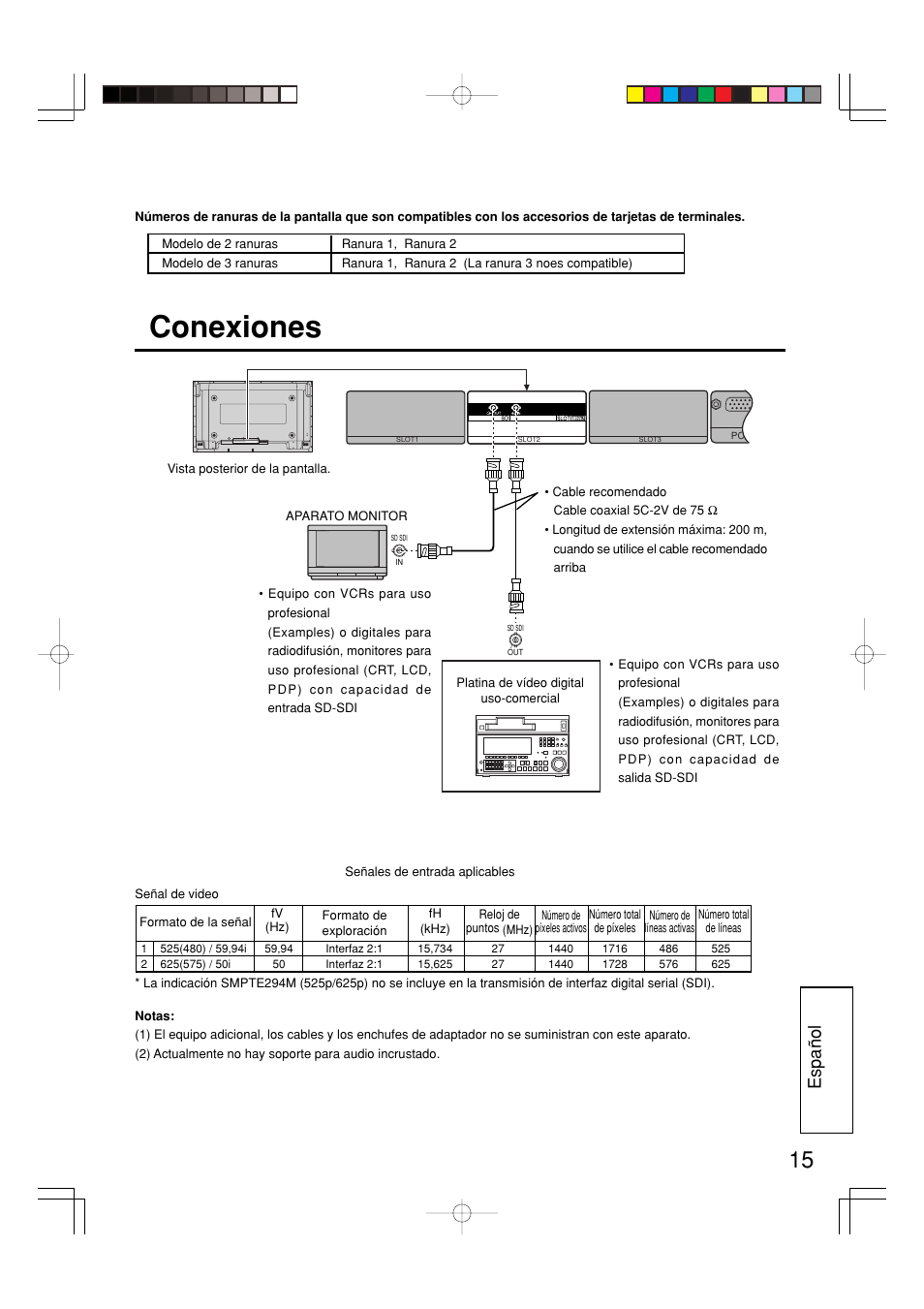 Conexiones, Espa ñ ol | Panasonic TYFB7SD User Manual | Page 15 / 16