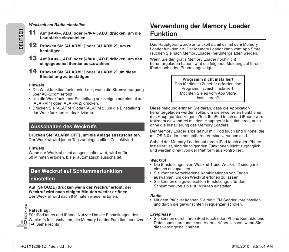 Panasonic RCDC1EG User Manual | Page 10 / 76