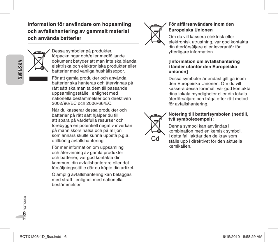 Panasonic RCDC1EG User Manual | Page 54 / 76