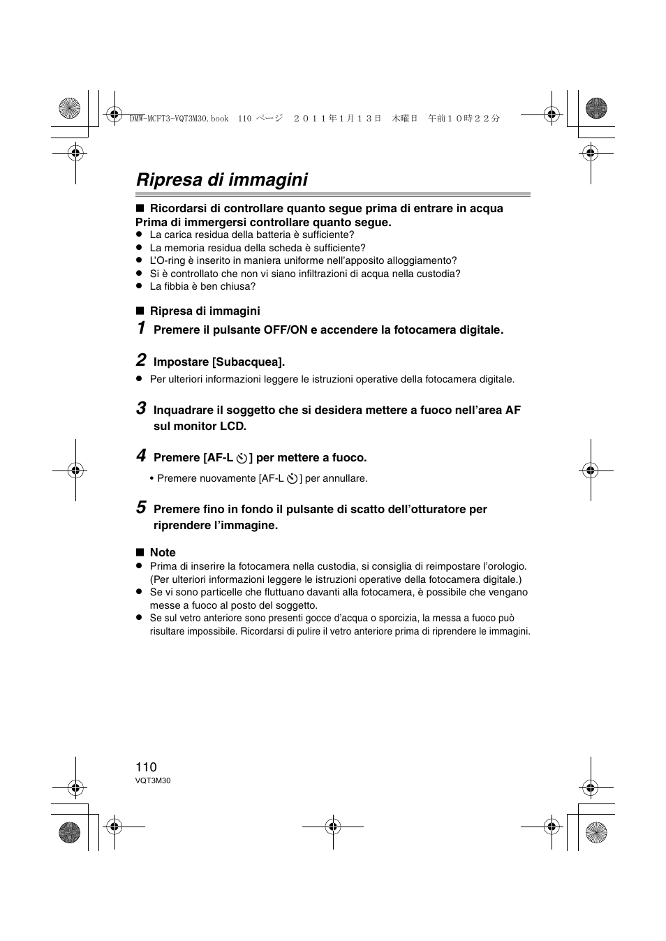 Ripresa di immagini | Panasonic DMWMCFT3E User Manual | Page 110 / 184