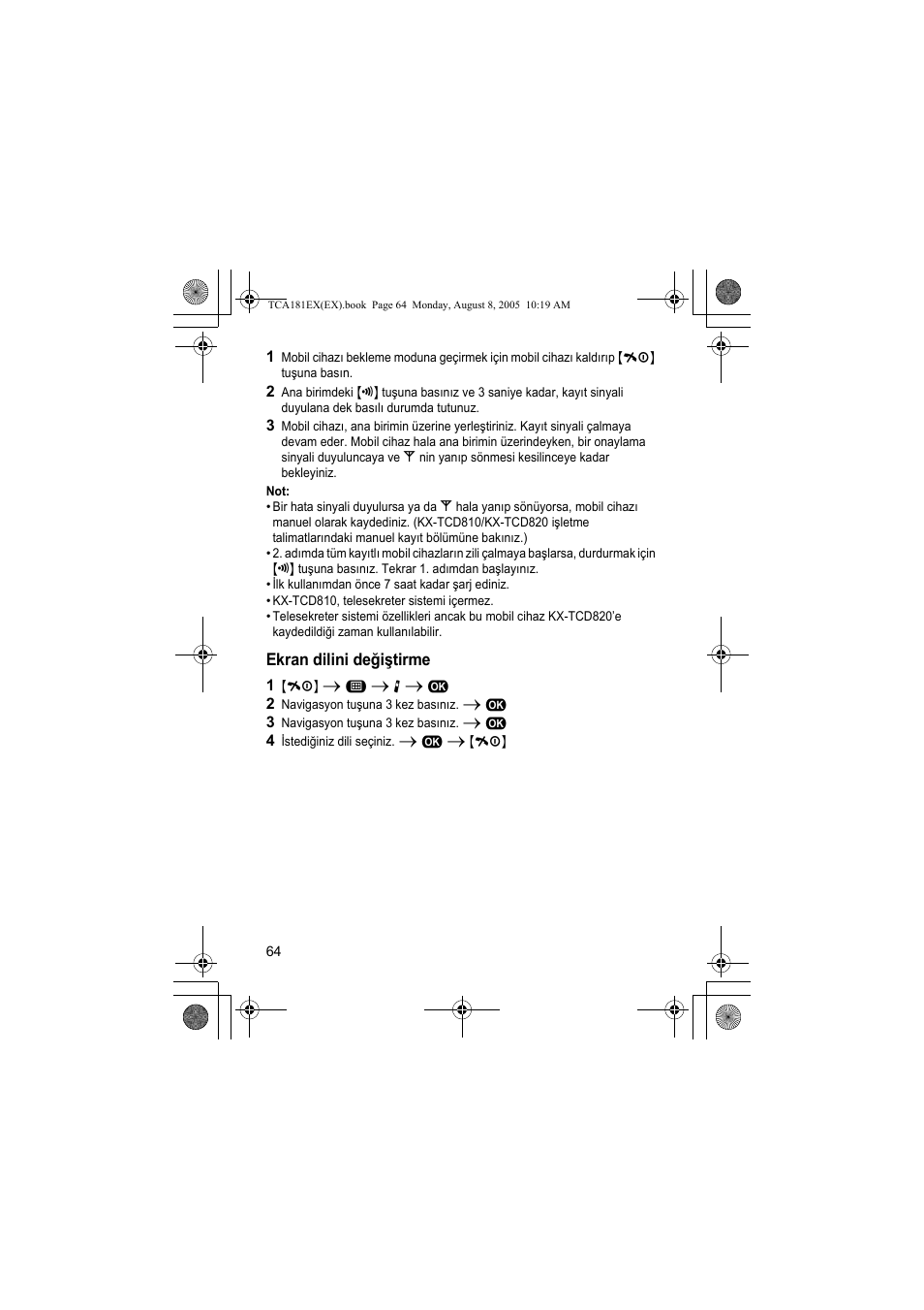 Panasonic KXTCA181EX User Manual | Page 64 / 72