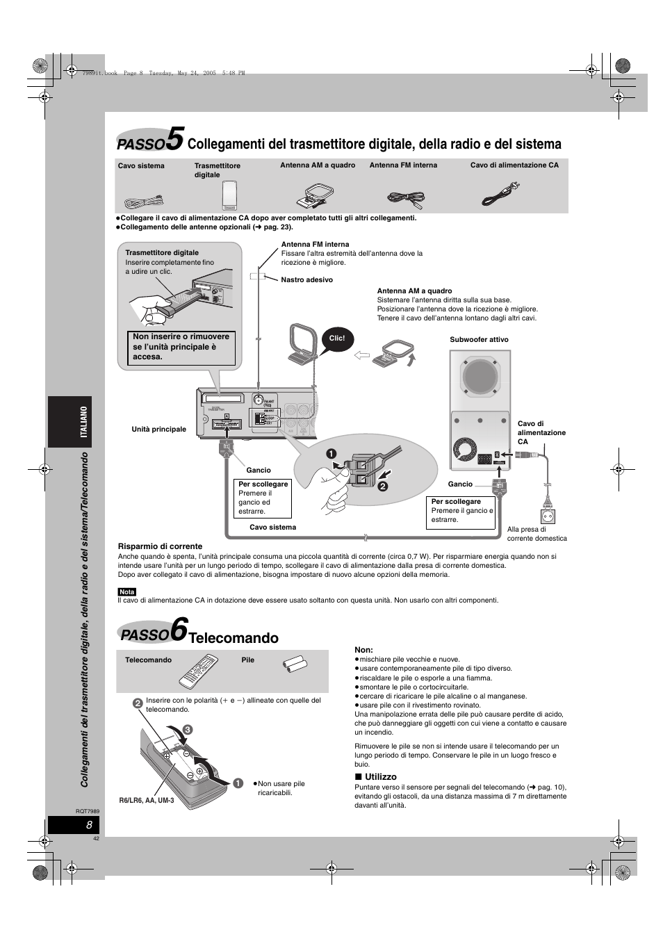 Passo, Telecomando | Panasonic SCHT885W User Manual | Page 42 / 104