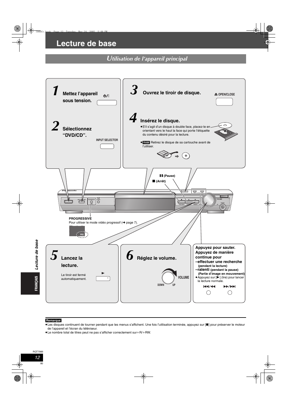 Lecture de base, Tilisation de l’appareil principal | Panasonic SCHT885W User Manual | Page 80 / 104