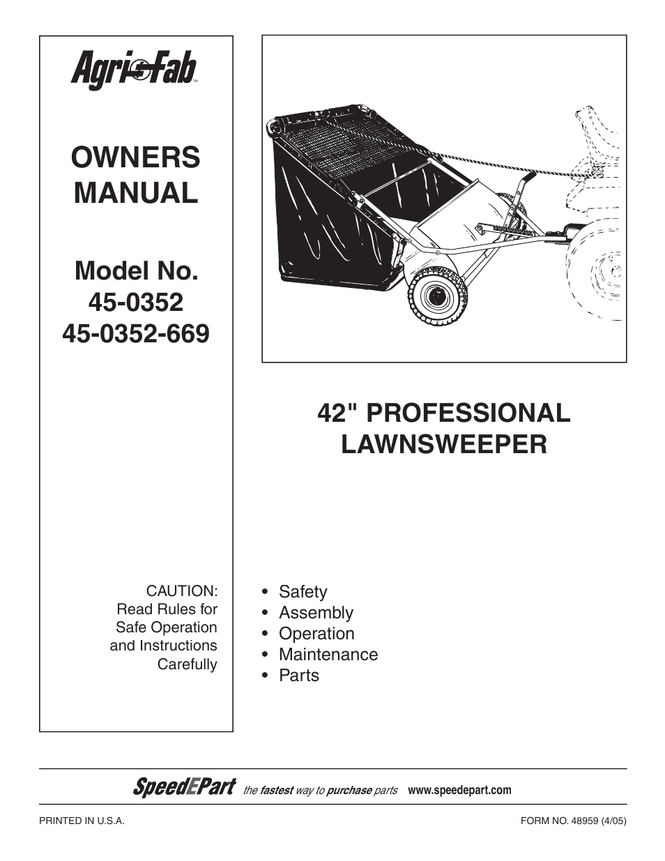 Agri-Fab 45-0352 User Manual | 3 pages