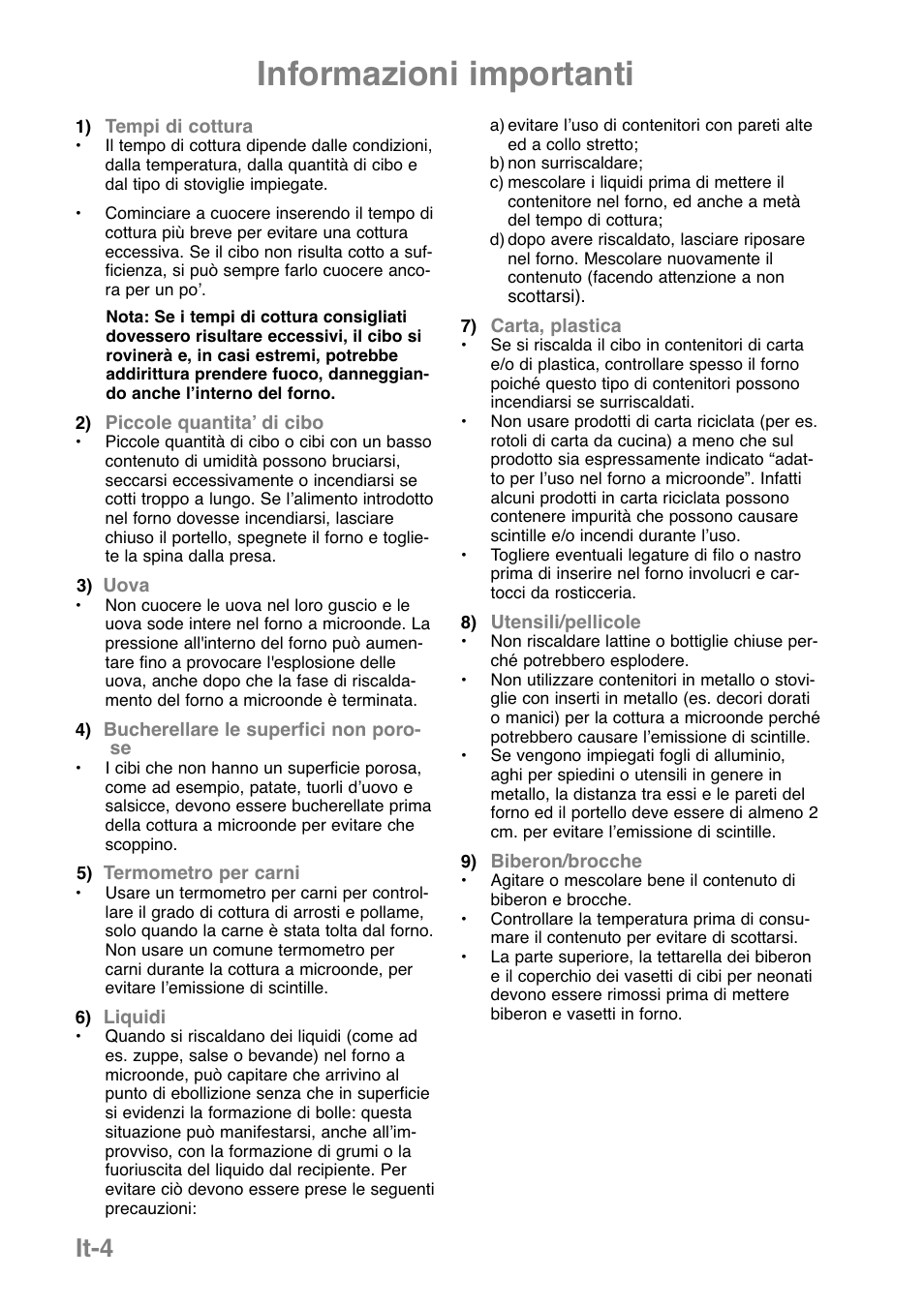 Informazioni importanti, It-4 | Panasonic NNGD369MEPG User Manual | Page 106 / 303