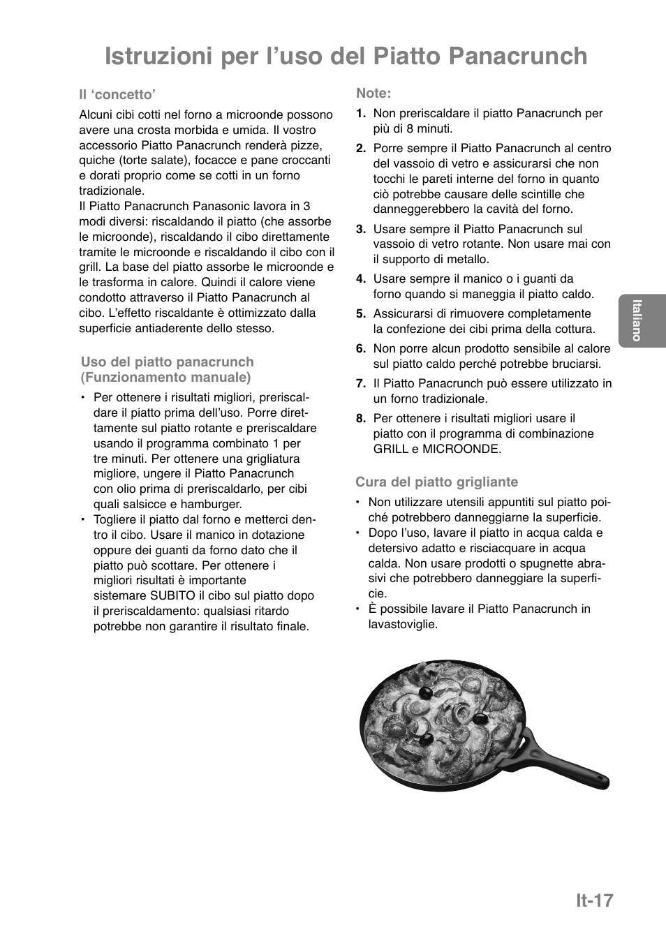 Istruzioni per lʼuso del piatto panacrunch, It-17 | Panasonic NNGD369MEPG User Manual | Page 119 / 303