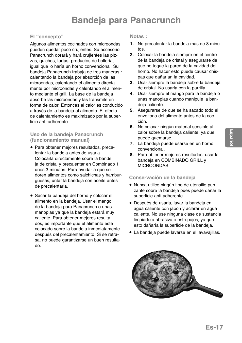 Bandeja para panacrunch, Es-17 | Panasonic NNGD369MEPG User Manual | Page 139 / 303