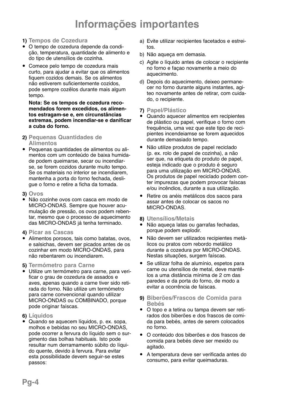 Informações importantes, Pg-4 | Panasonic NNGD369MEPG User Manual | Page 146 / 303