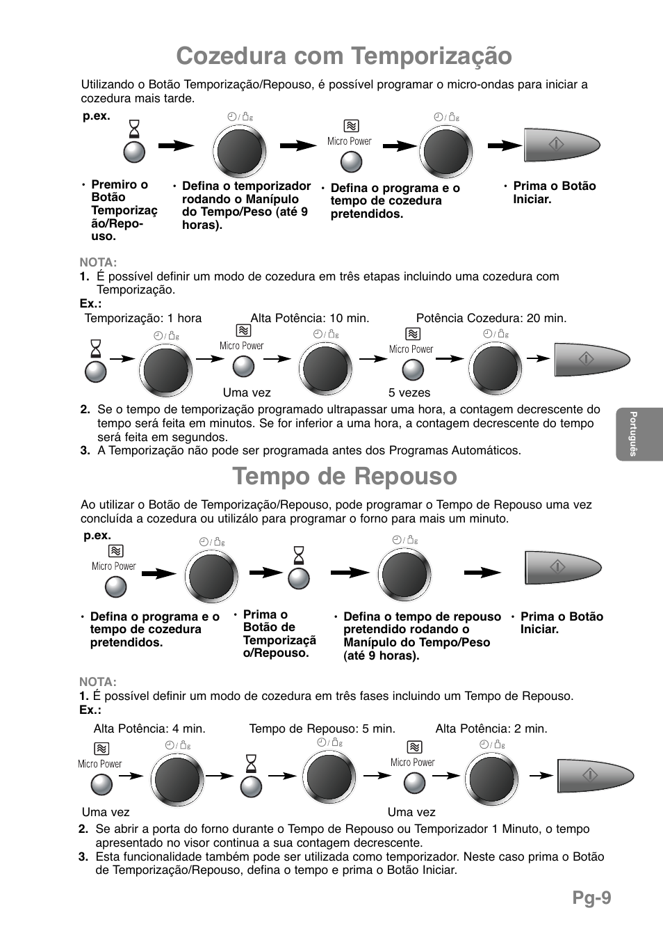 Cozedura com temporização, Tempo de repouso, Pg-9 | Panasonic NNGD369MEPG User Manual | Page 151 / 303