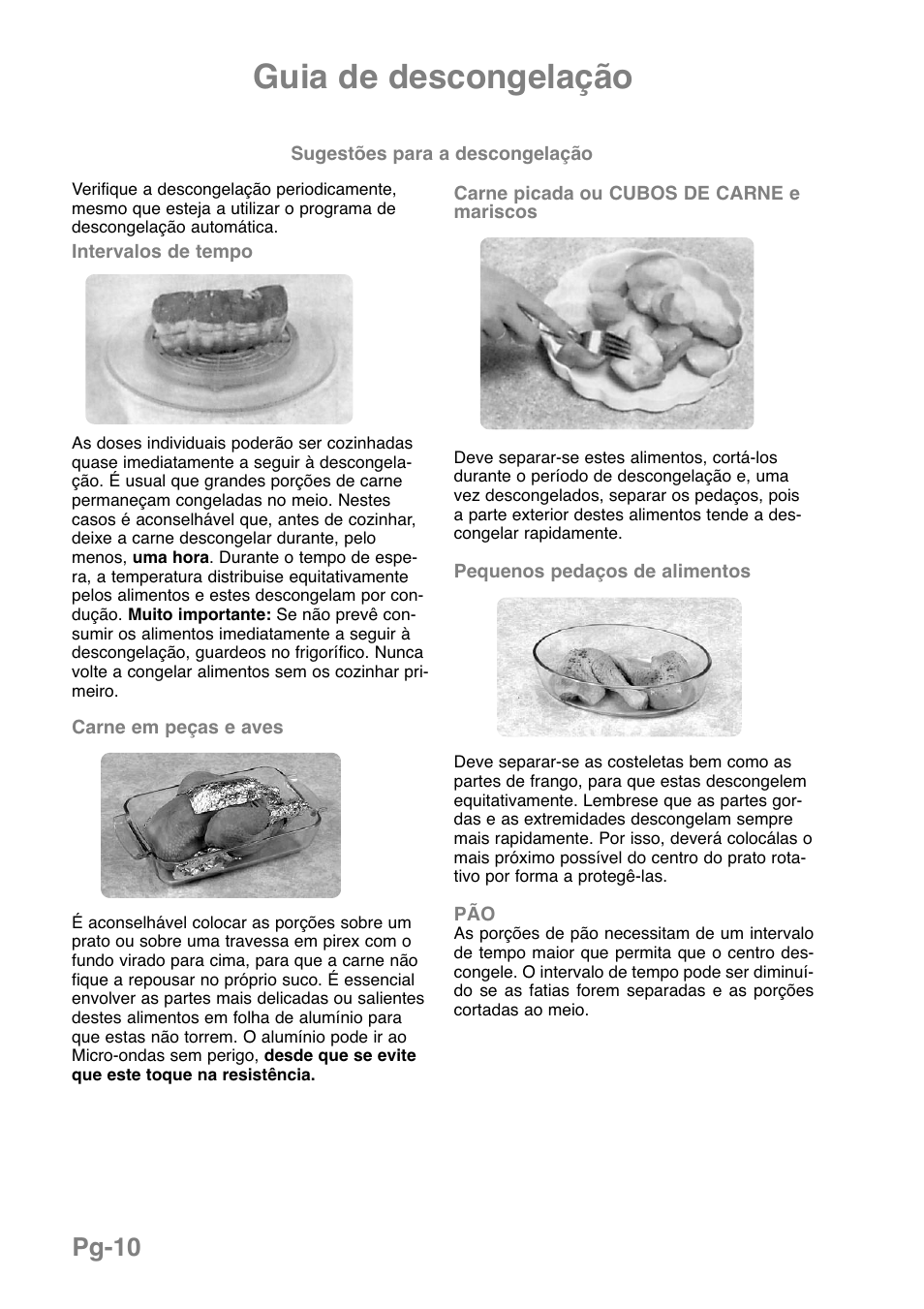 Guia de descongelação, Pg-10 | Panasonic NNGD369MEPG User Manual | Page 152 / 303