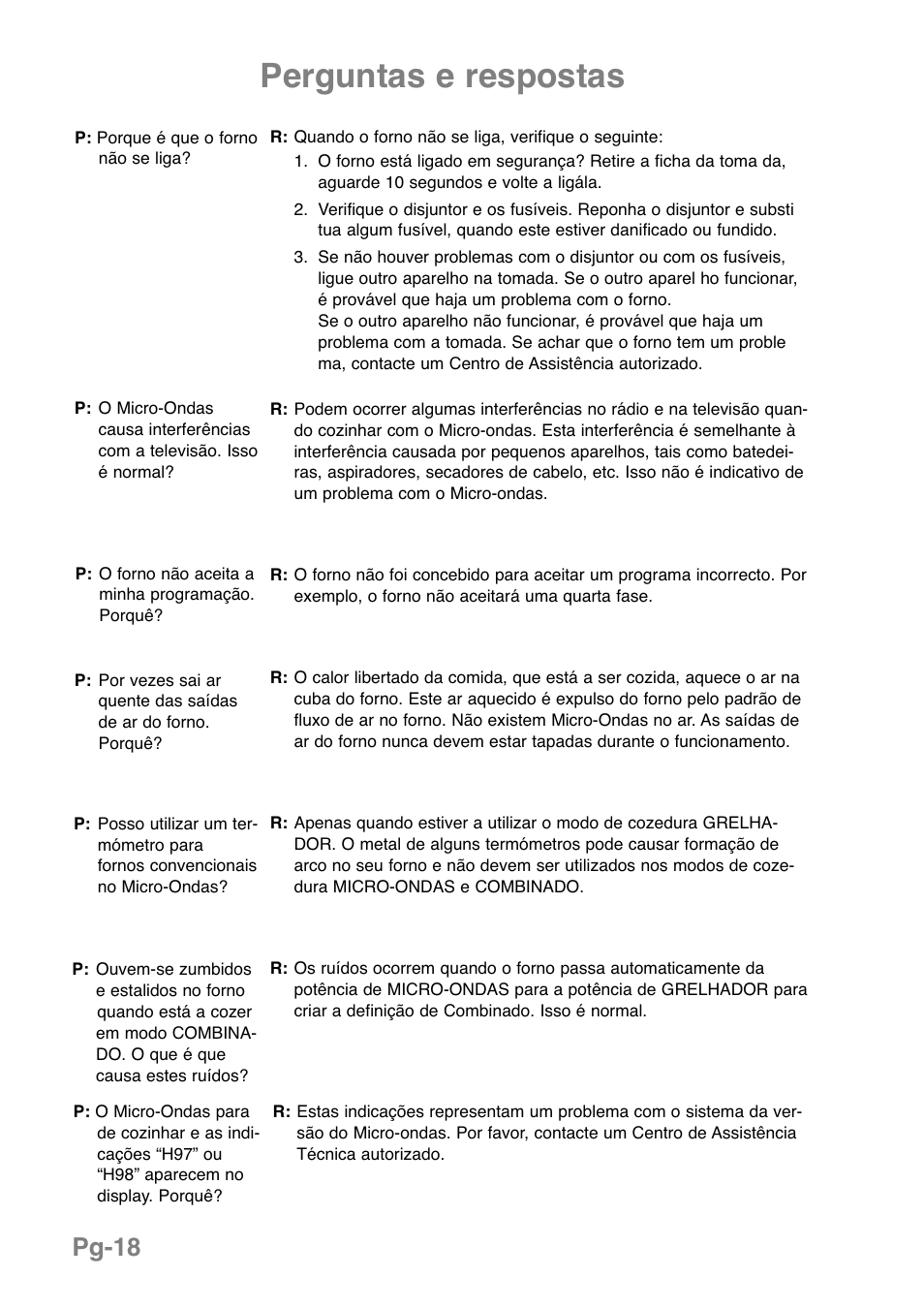 Perguntas e respostas, Pg-18 | Panasonic NNGD369MEPG User Manual | Page 160 / 303