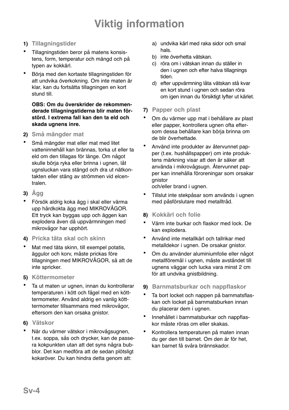 Viktig information, Sv-4 | Panasonic NNGD369MEPG User Manual | Page 166 / 303