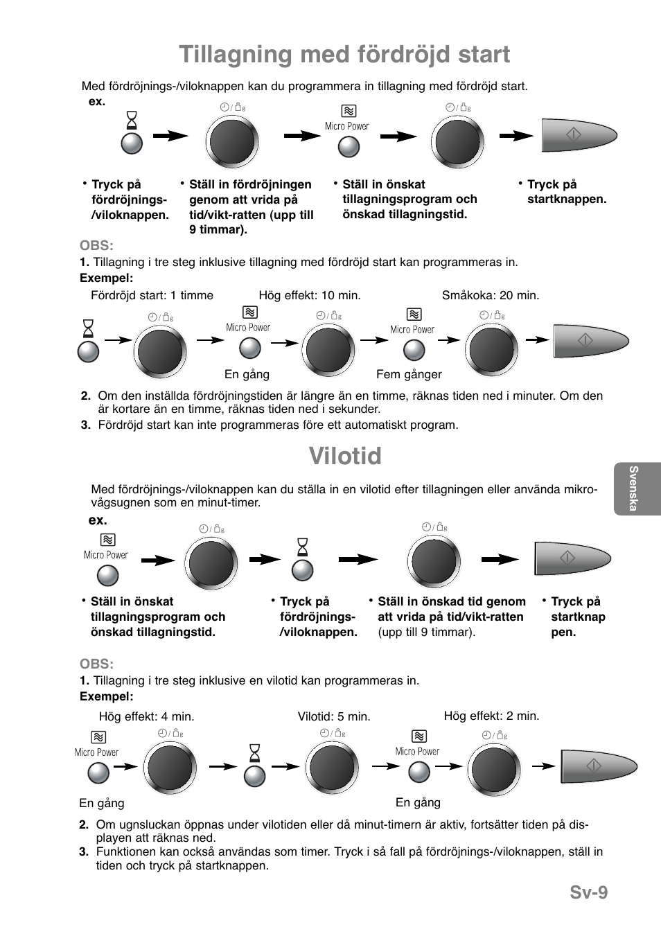 Tillagning med fördröjd start, Vilotid, Sv-9 | Panasonic NNGD369MEPG User Manual | Page 171 / 303