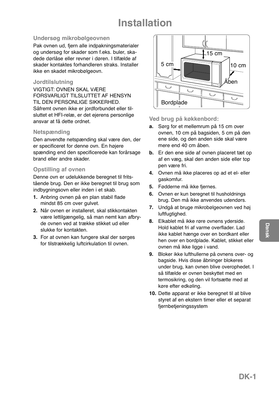 Installation, Dk-1 | Panasonic NNGD369MEPG User Manual | Page 183 / 303