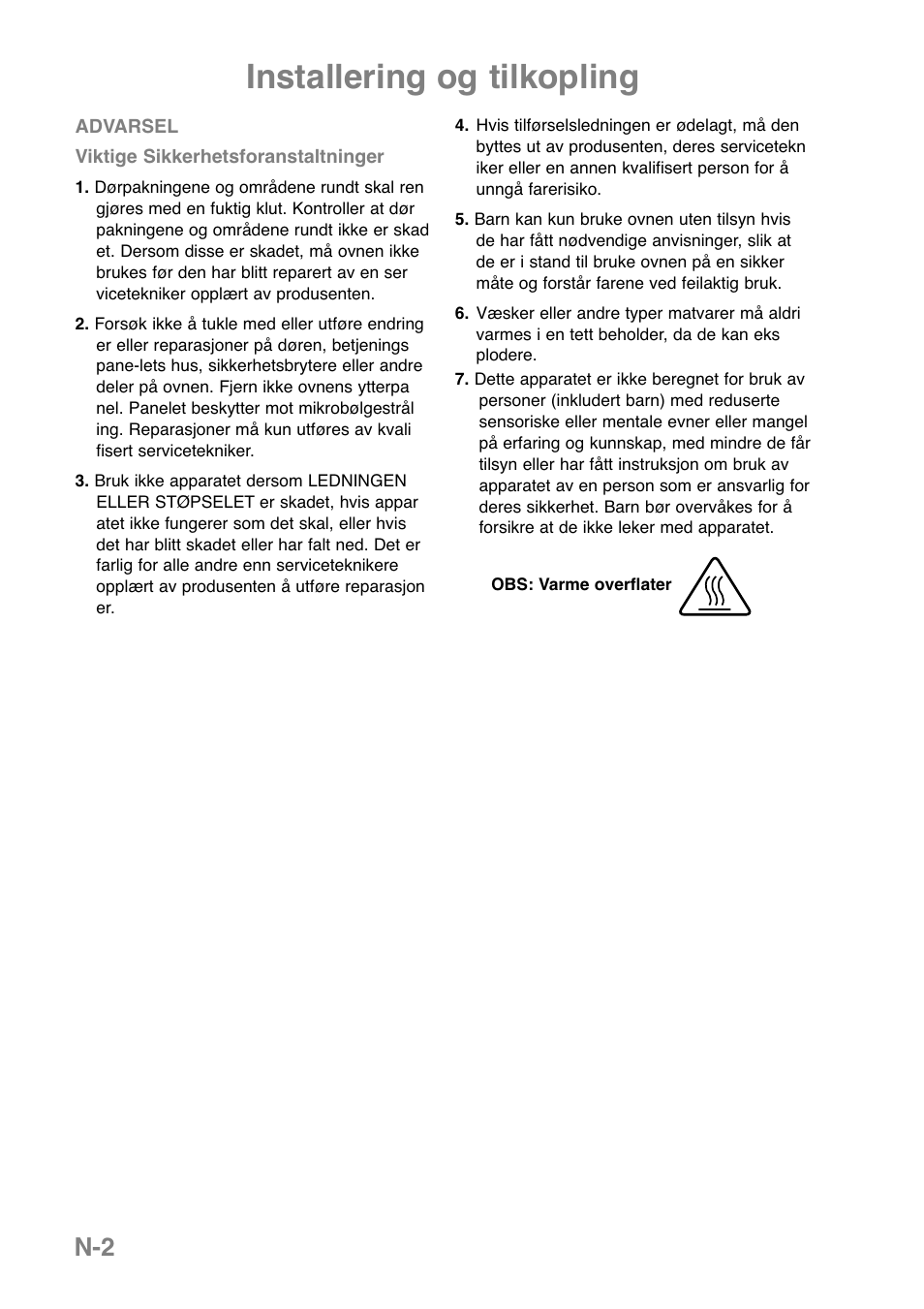 Installering og tilkopling | Panasonic NNGD369MEPG User Manual | Page 204 / 303